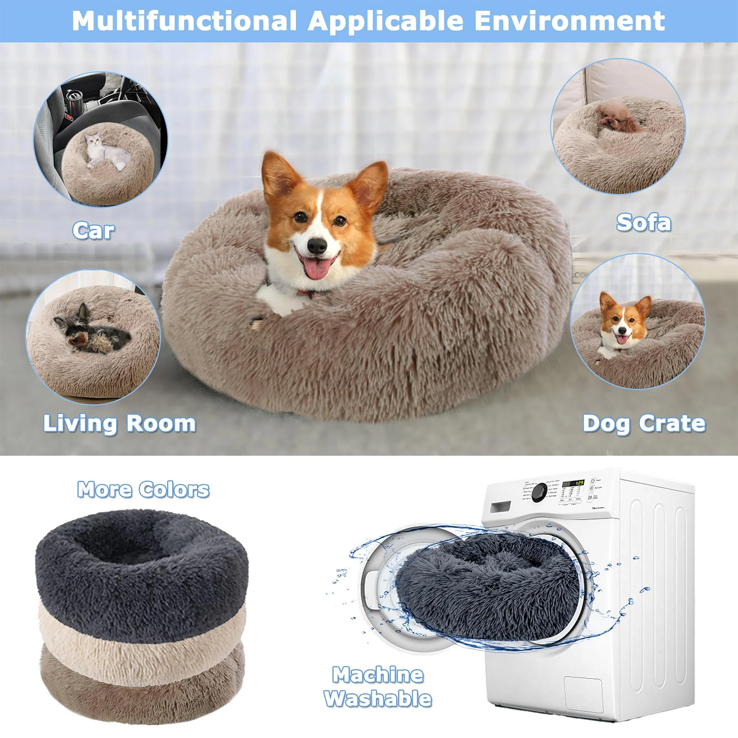 40-90cm Fluffy Dog Bed For