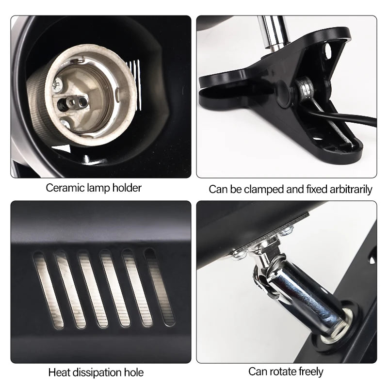 E27 360 Degree Turtle Reptile Heat Lamp Holder Aquarium Tank