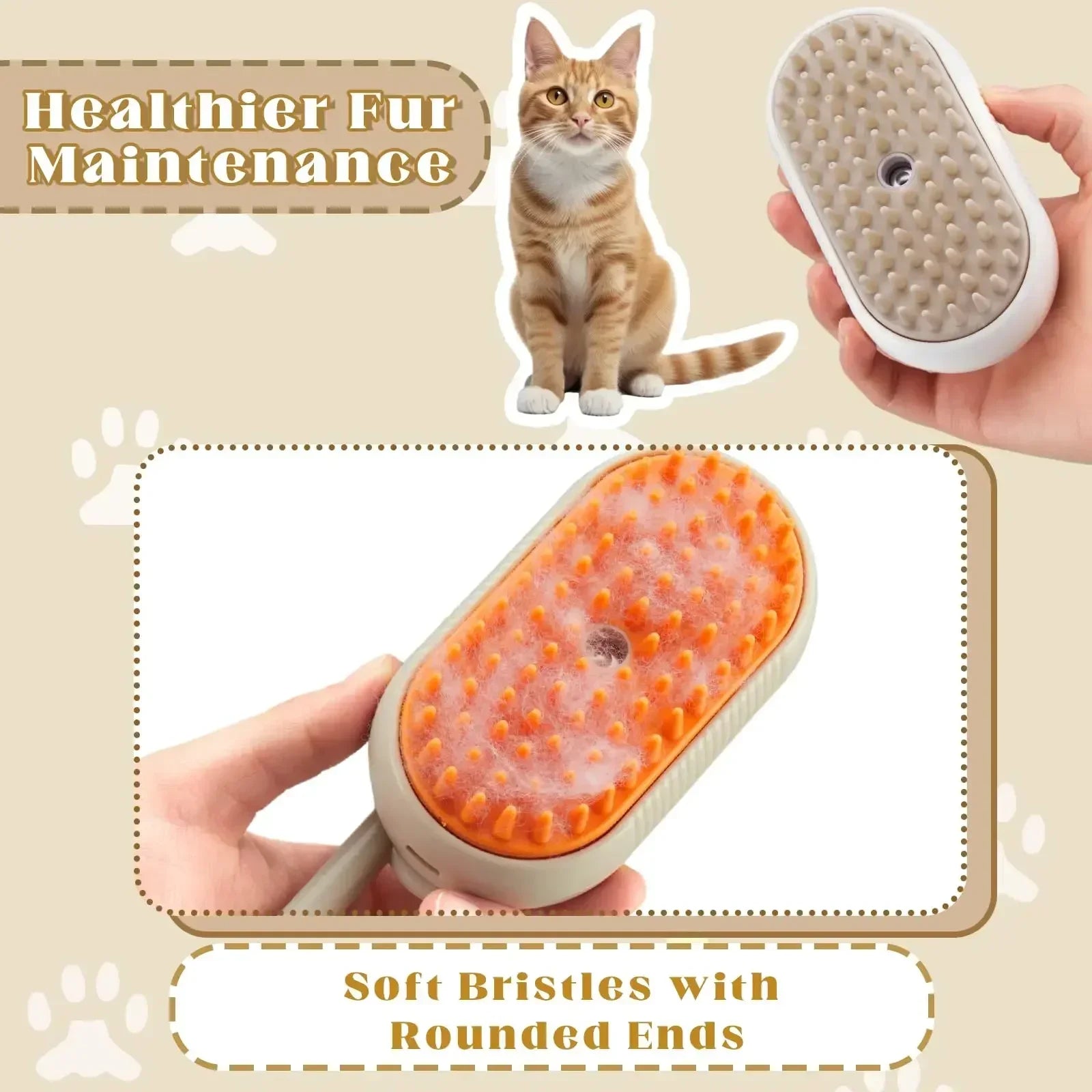 Steamy Pet Brush – 3-in-1